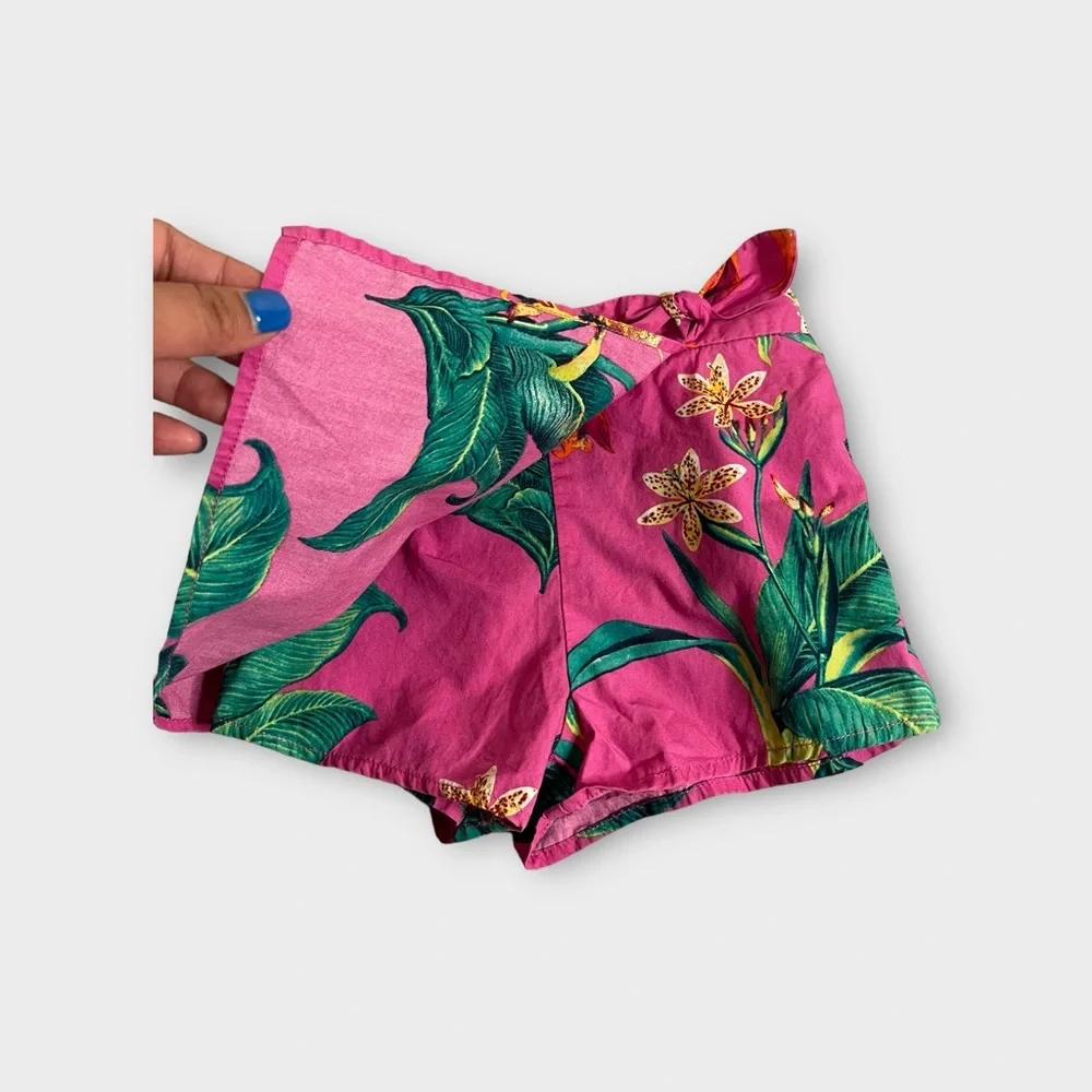 Gap Tropical Leaf Floral Green & Pink Skort